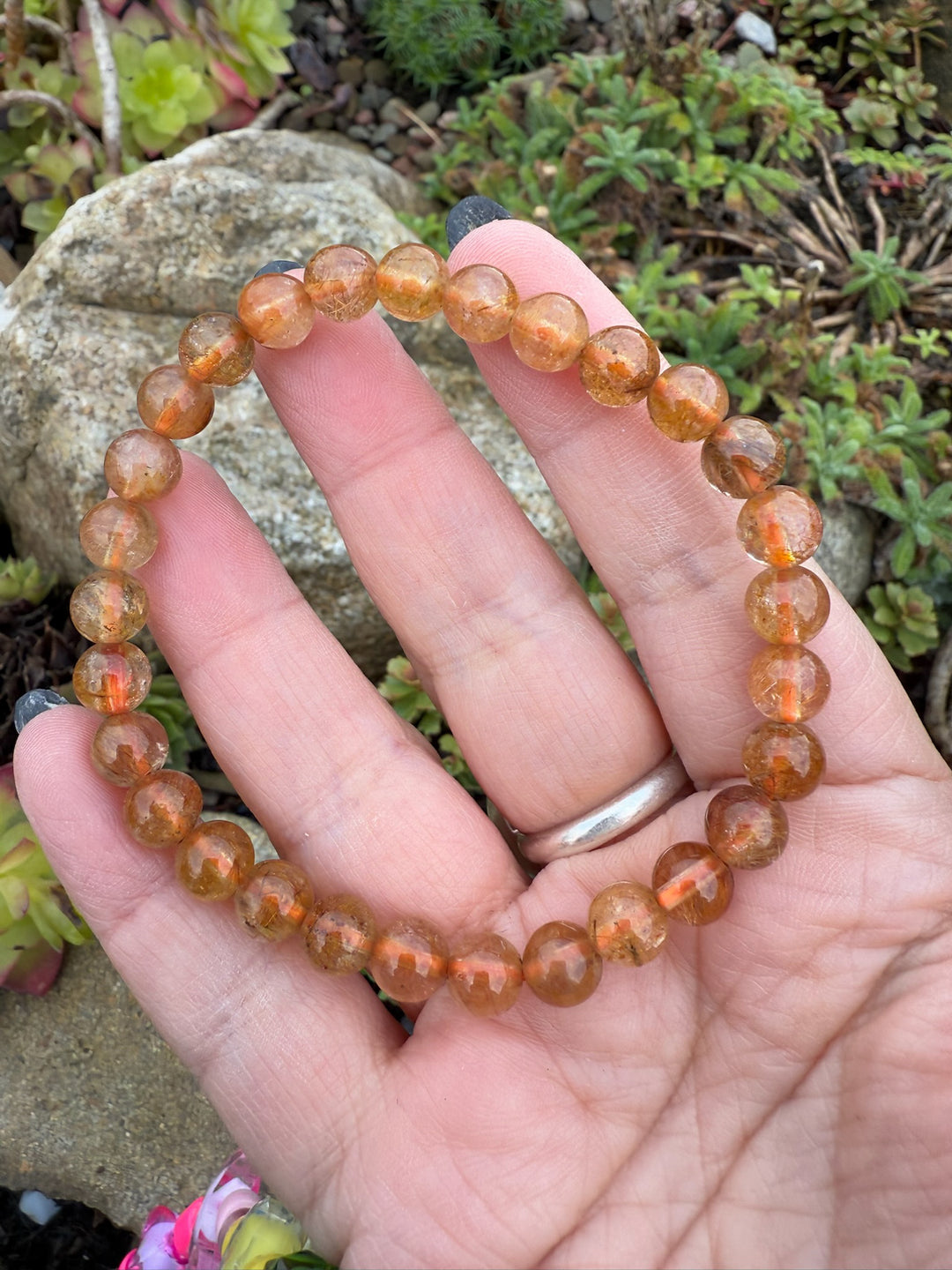 Rutilated Quartz Bracelet 7mm Beads