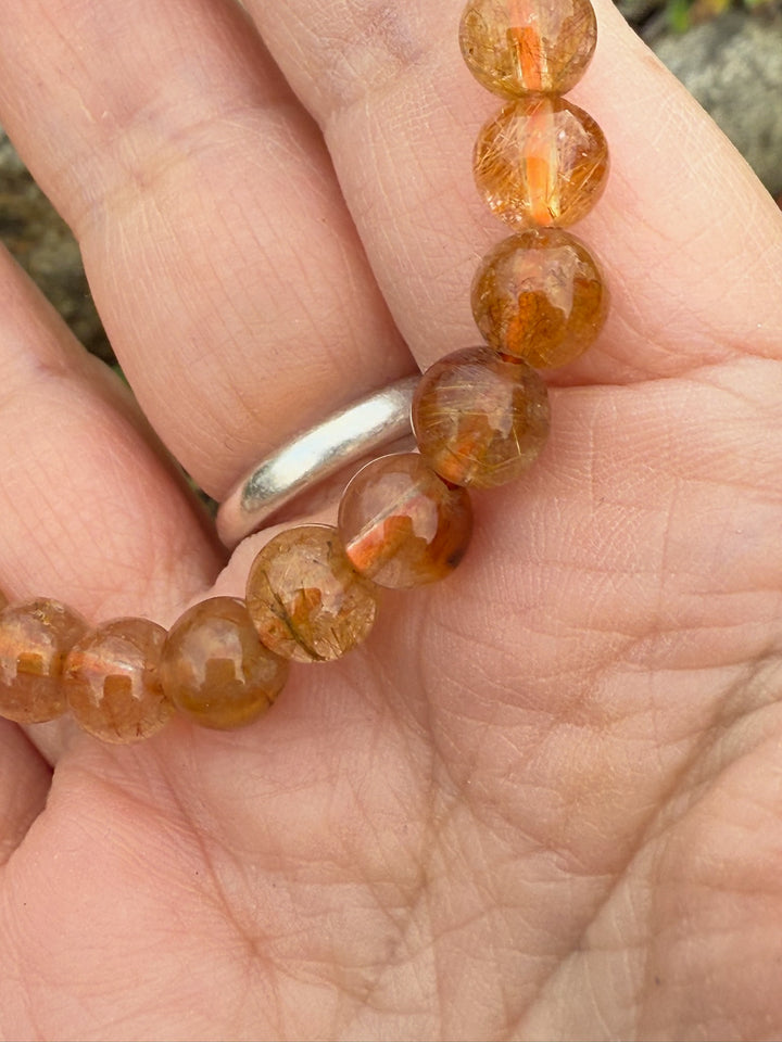 Rutilated Quartz Bracelet 7mm Beads