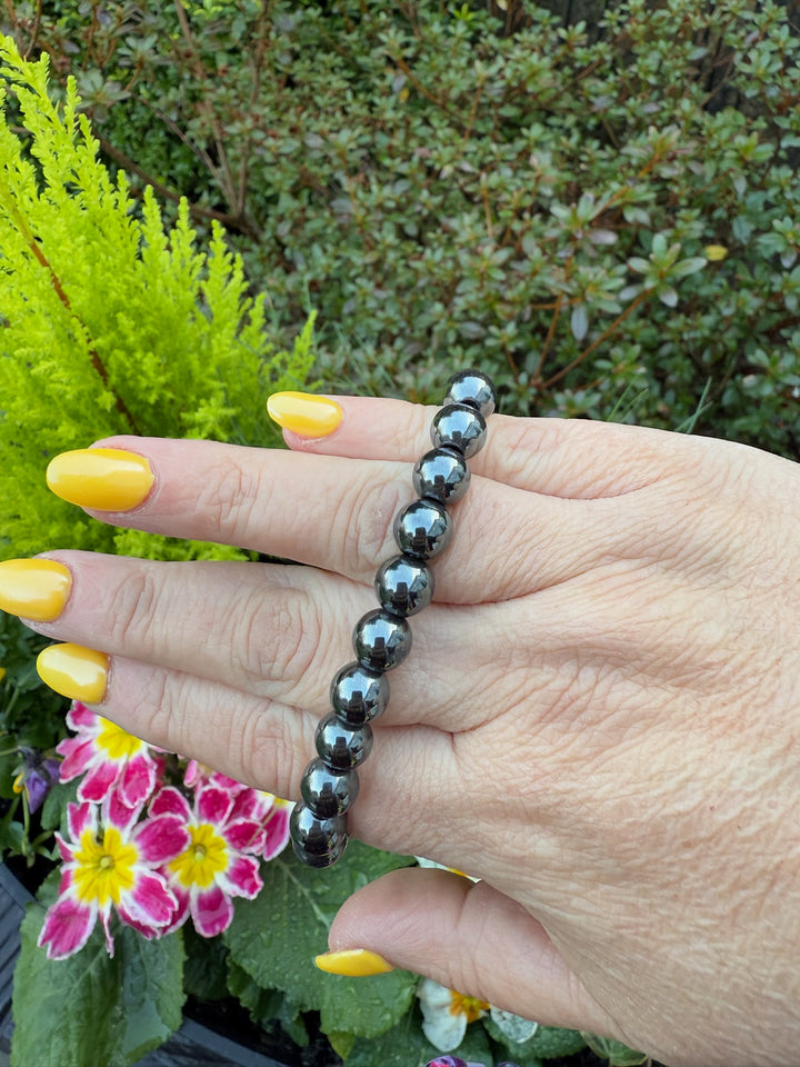 Hematite Bead Bracelet 8mm Beads