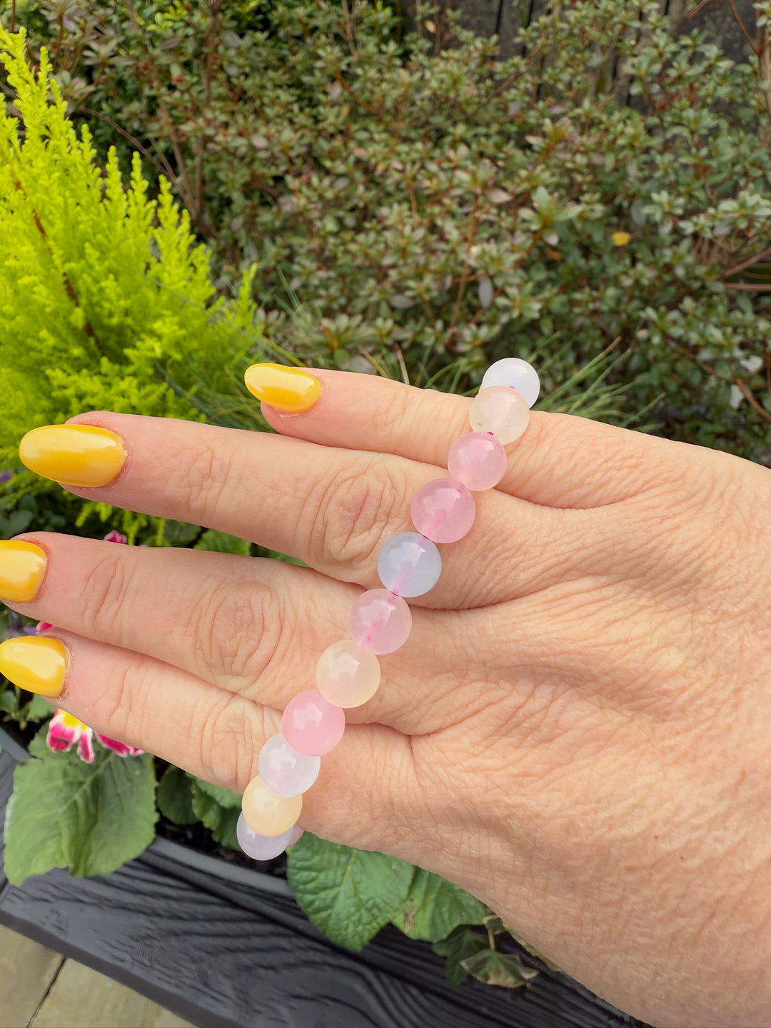 Multi Colour Rose Quartz Bead Bracelet