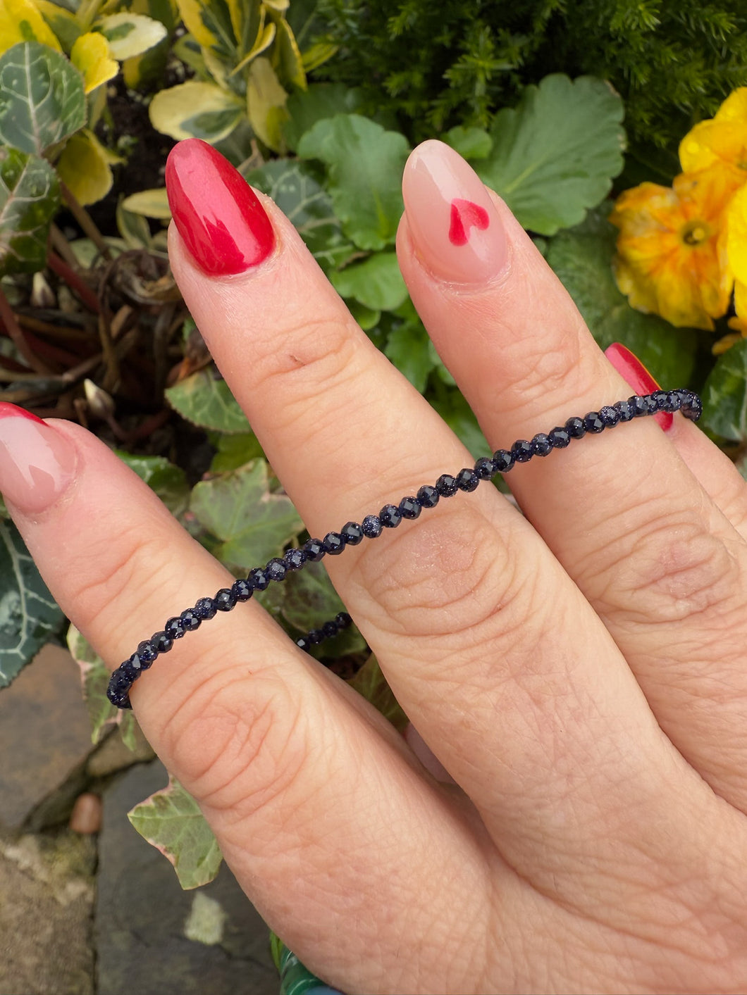 Faceted Blue Goldstone Adjustable Bracelet Anklet