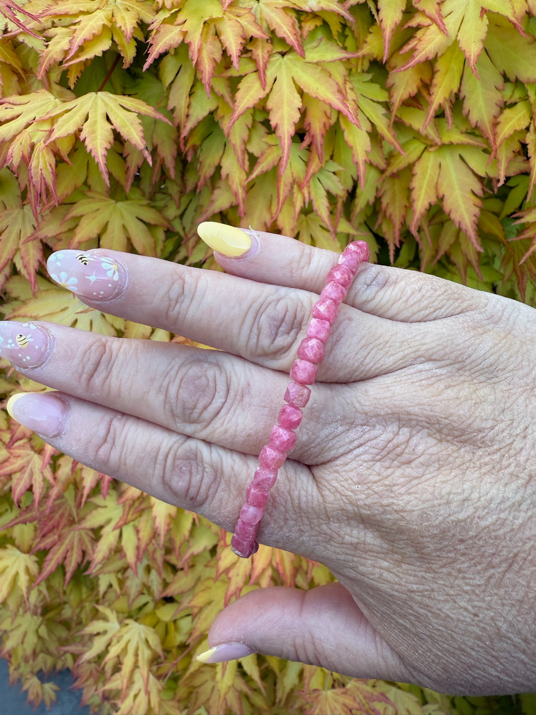 Faceted Pink Rhodonite Bracelet