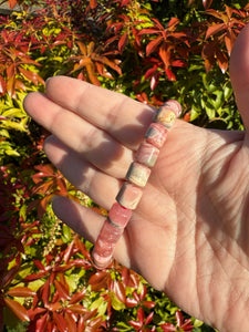 Rhodochrosite bracelet , Barrel Bead