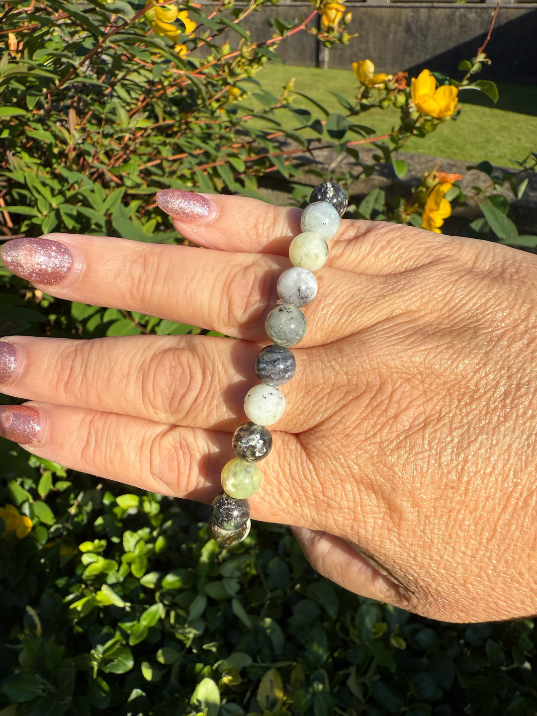 Dendritic Green Opal Bracelets 8mm Beads