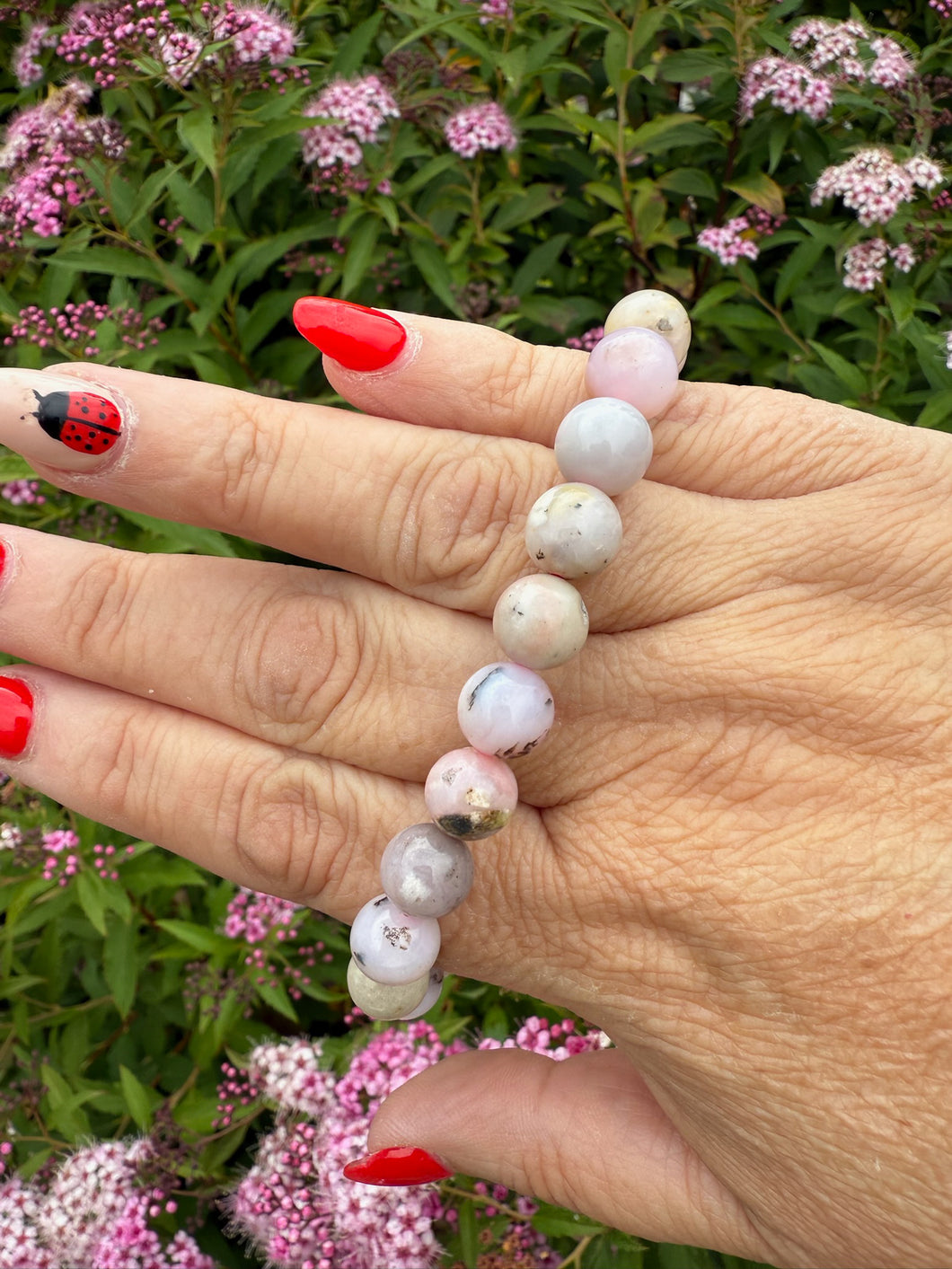 Andean Pink Opal Bracelet 8mm Beads