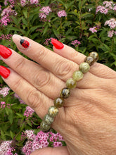 Load image into Gallery viewer, Green Garnet Bracelet 8mm Beads

