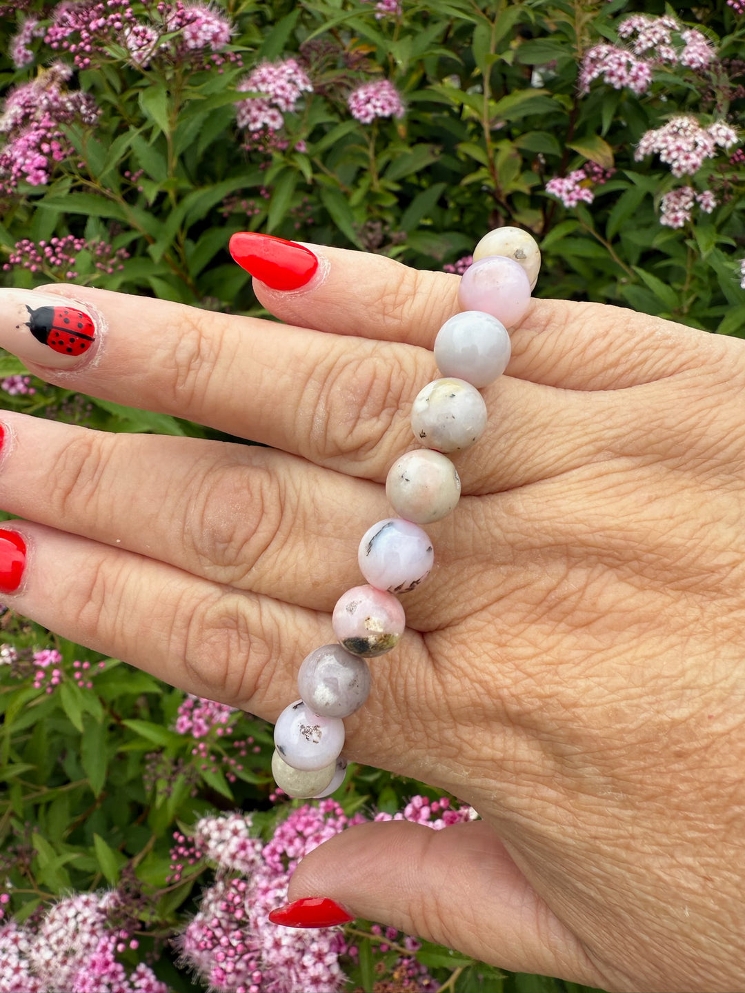 Andean Pink Opal Bracelet 8mm Beads