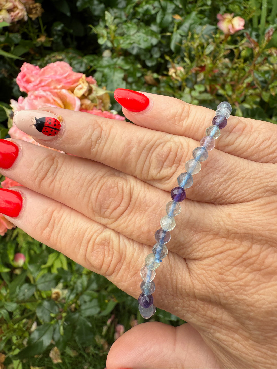 Faceted Fluorite Bracelet 4mm Beads