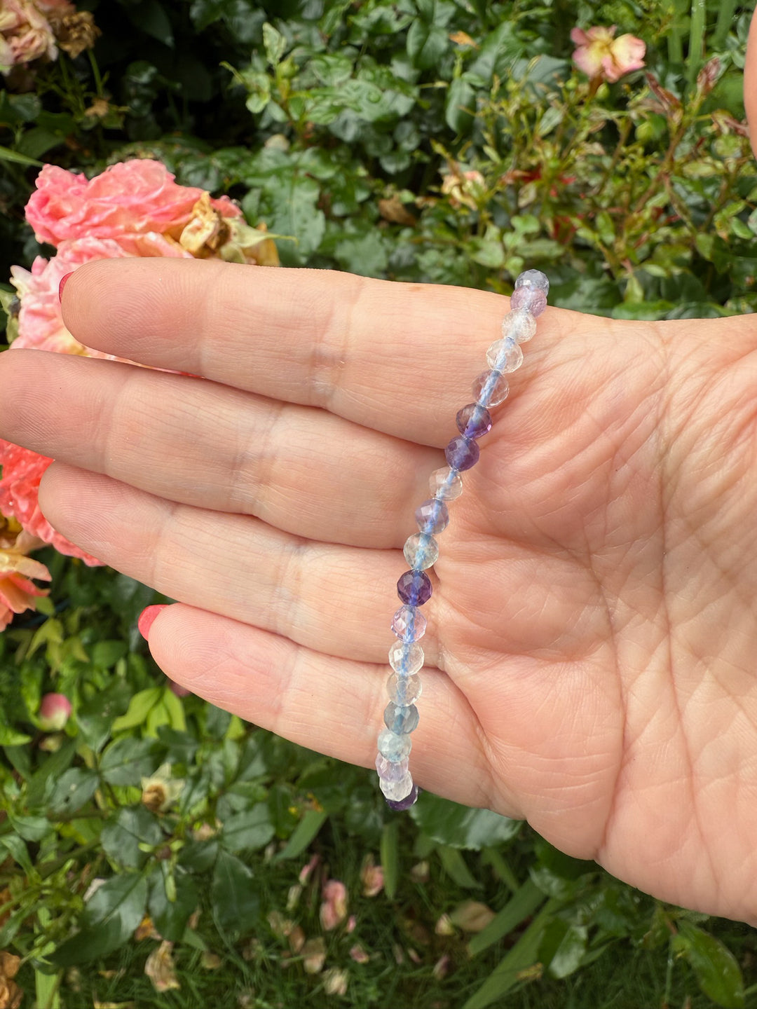 Faceted Fluorite Bracelet 4mm Beads