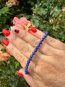 Cobalt Faceted Lapis Lazuli Bracelet 4mm Beads
