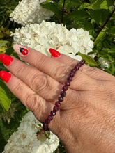 Load image into Gallery viewer, Deep Red Faceted Garnet Bracelet 4mm Beads
