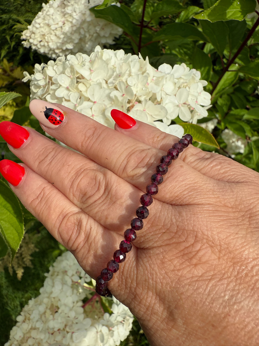 Deep Red Faceted Garnet Bracelet 4mm Beads