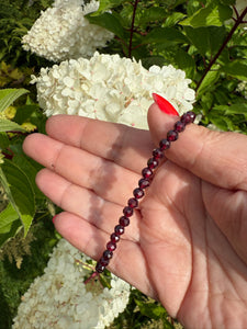 Deep Red Faceted Garnet Bracelet 4mm Beads