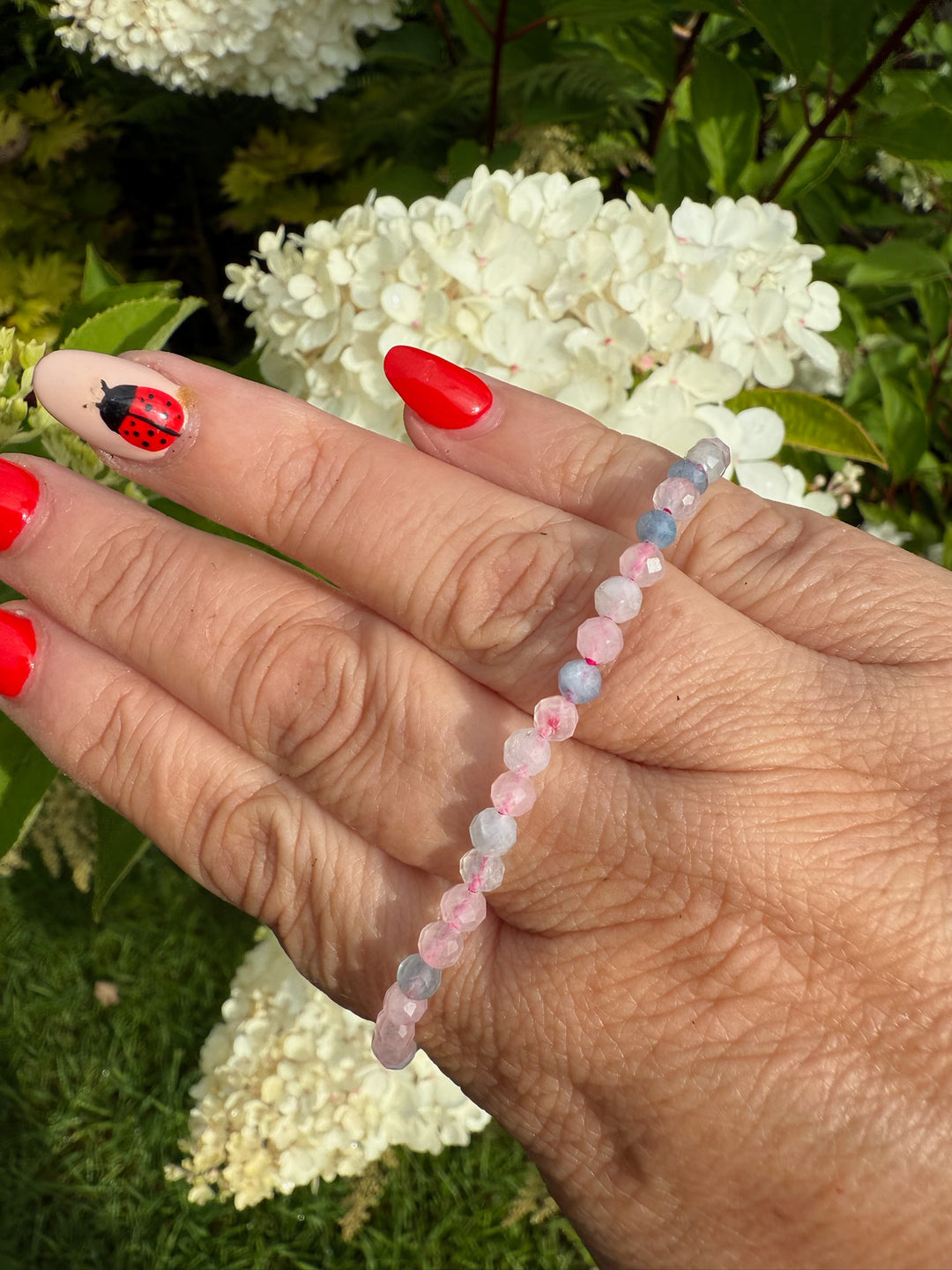 Faceted Morganite Bracelet 4mm Beads
