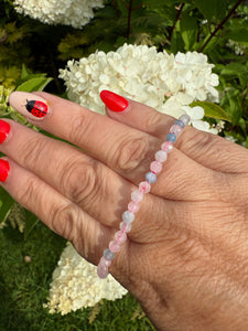 Faceted Morganite Bracelet 4mm Beads