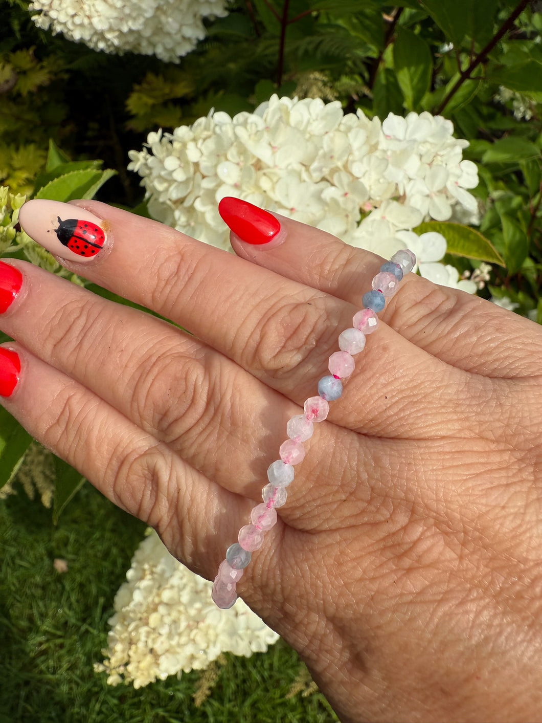 Faceted Morganite Bracelet 4mm Beads