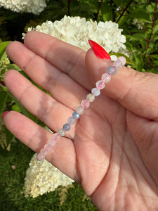 Faceted Morganite Bracelet 4mm Beads