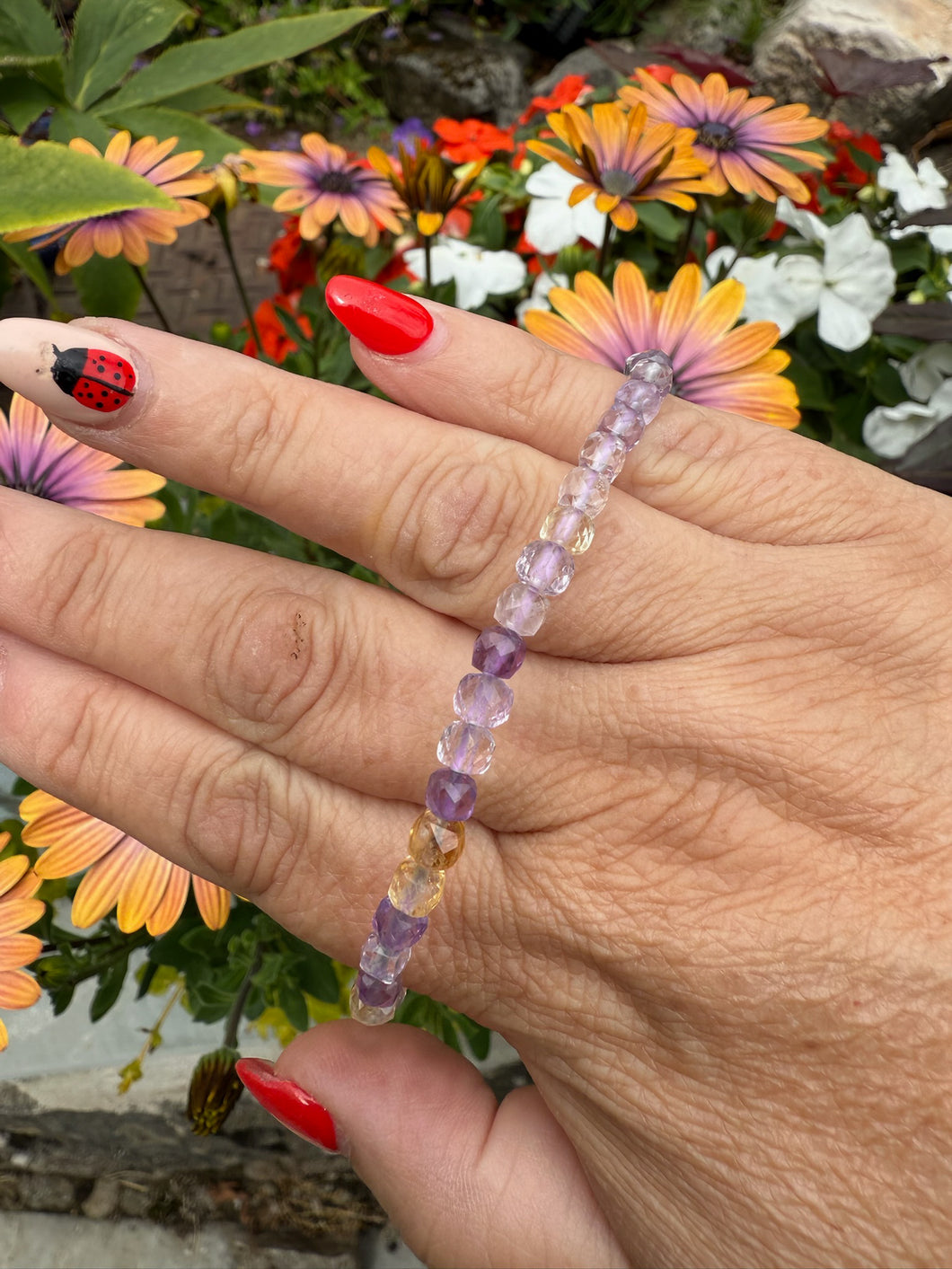 Ametrine Faceted Bracelet 4mm Beads