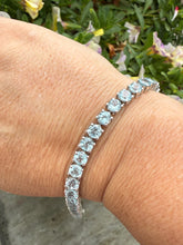 Load image into Gallery viewer, High Quality Faceted Aquamarine Set in Sterling Silver Bracelet

