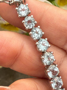 High Quality Faceted Aquamarine Set in Sterling Silver Bracelet