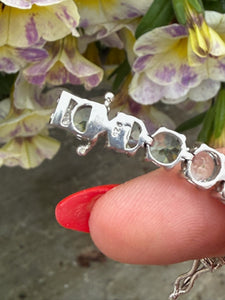 High Quality Faceted Aquamarine Set in Sterling Silver Bracelet