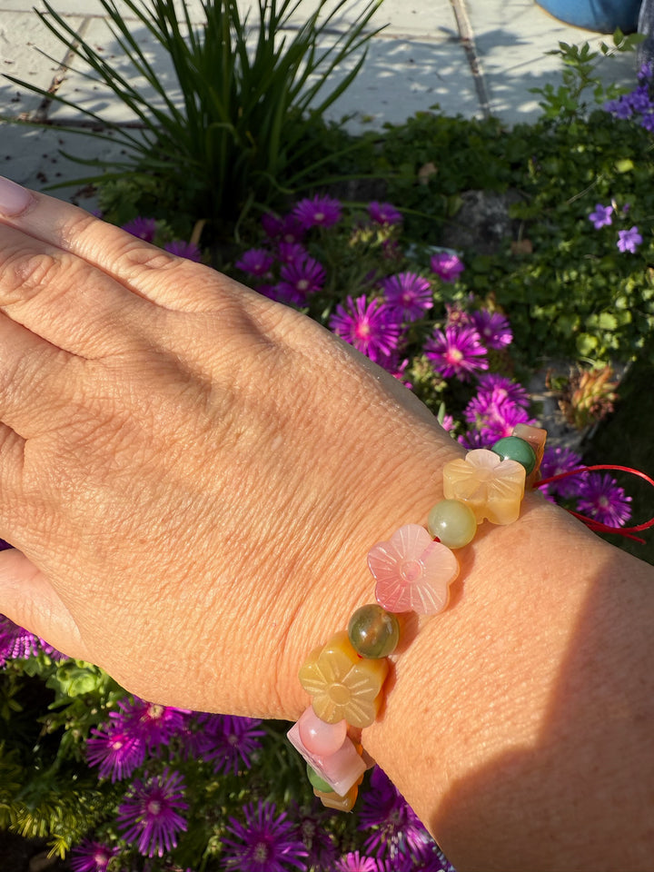 Warring States Agate Flower Bracelet 6mm Beads