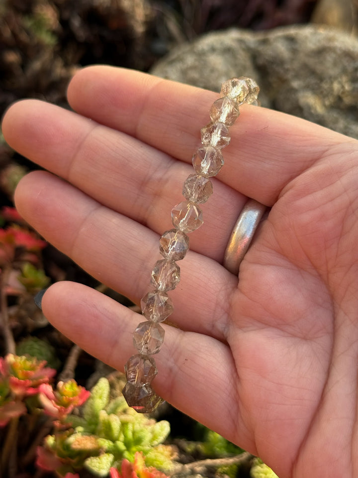 Smoky Quartz Faceted Bracelet 6mm Bead