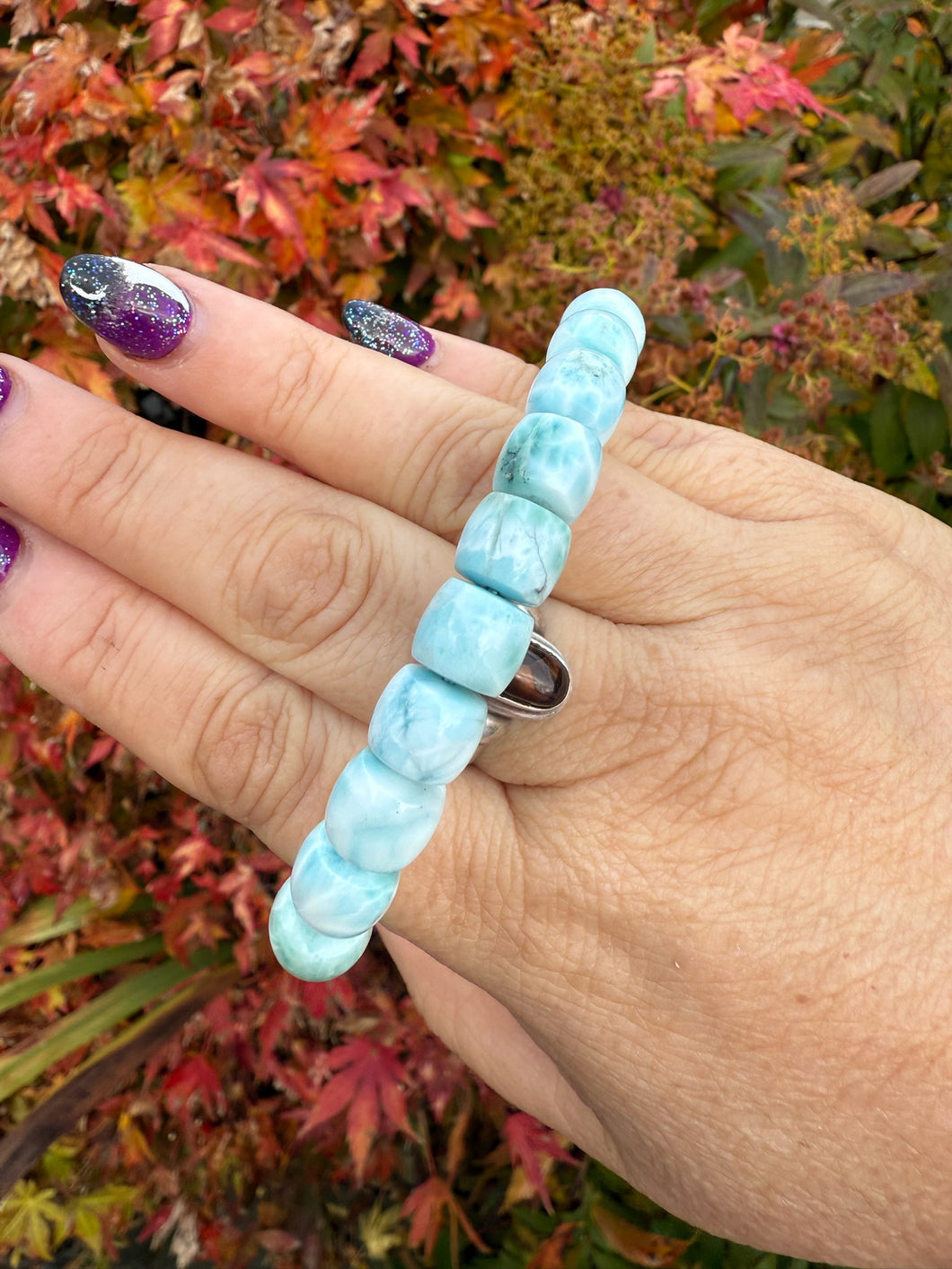 High Grade Larimar Bracelet 1cm Beads