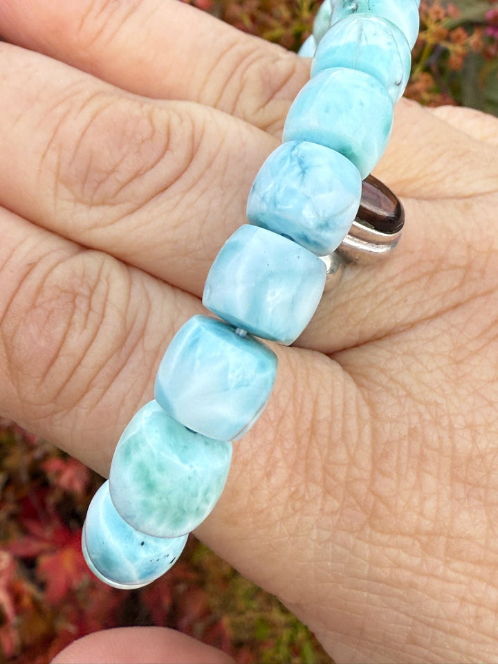 High Grade Larimar Bracelet 1cm Beads