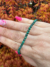 Load image into Gallery viewer, Faceted Malachite Bead Bracelet 3mm Bead
