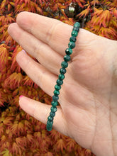 Load image into Gallery viewer, Faceted Malachite Bead Bracelet 3mm Bead
