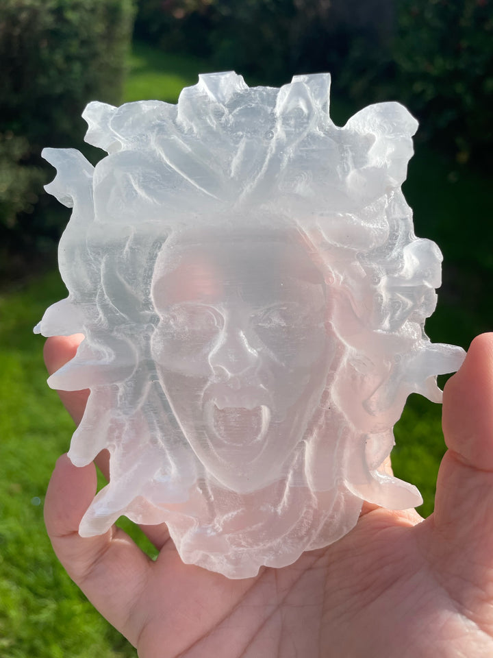 Medusa Selenite Carving