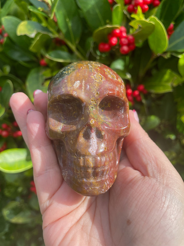 Ocean Jasper Skull Carving