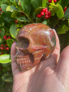 Ocean Jasper Skull Carving
