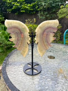 Yellow Fluorite Butterfly Wings Carving and Stand