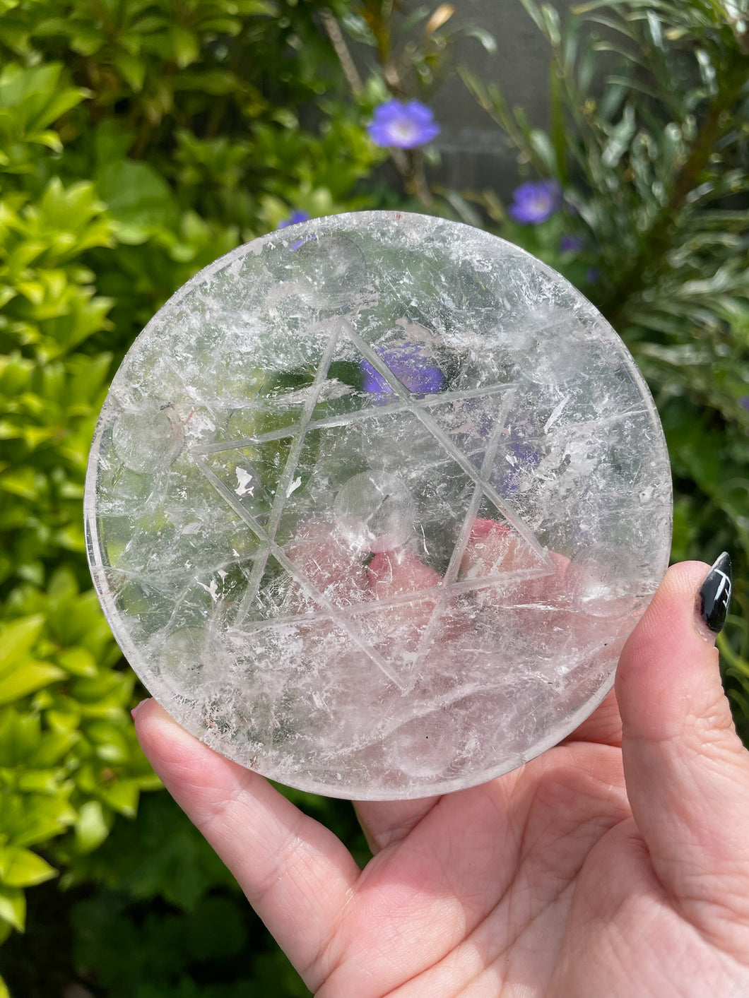 Quartz Pentagram Grid Carving