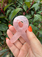 Load image into Gallery viewer, Rose Quartz Breast Cancer Ribbon Carving
