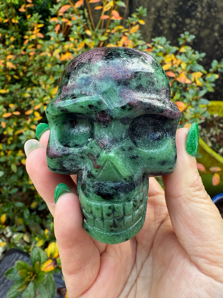 Ruby in Zoisite Skull Carving