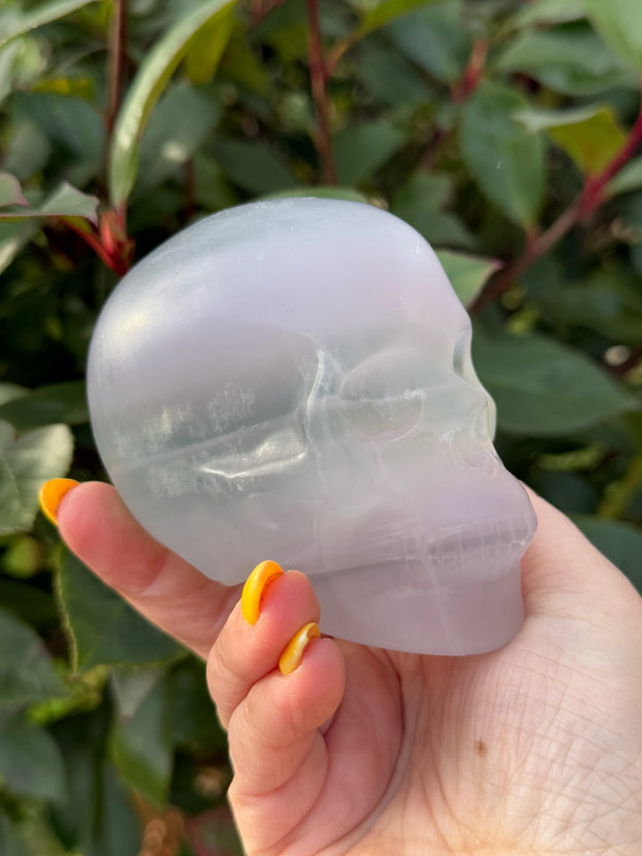 Lavender Fluorite Skull Carving