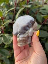 Load image into Gallery viewer, UV Reactive Volcano Agate Skull Carving
