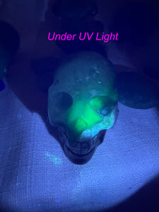 UV Reactive Volcano Agate Skull Carving