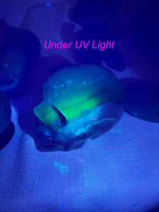 UV Reactive Volcano Agate Skull Carving