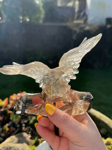 High Quality Smoky Quartz Eagle Carving with Stand