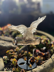 High Quality Smoky Quartz Eagle Carving with Stand