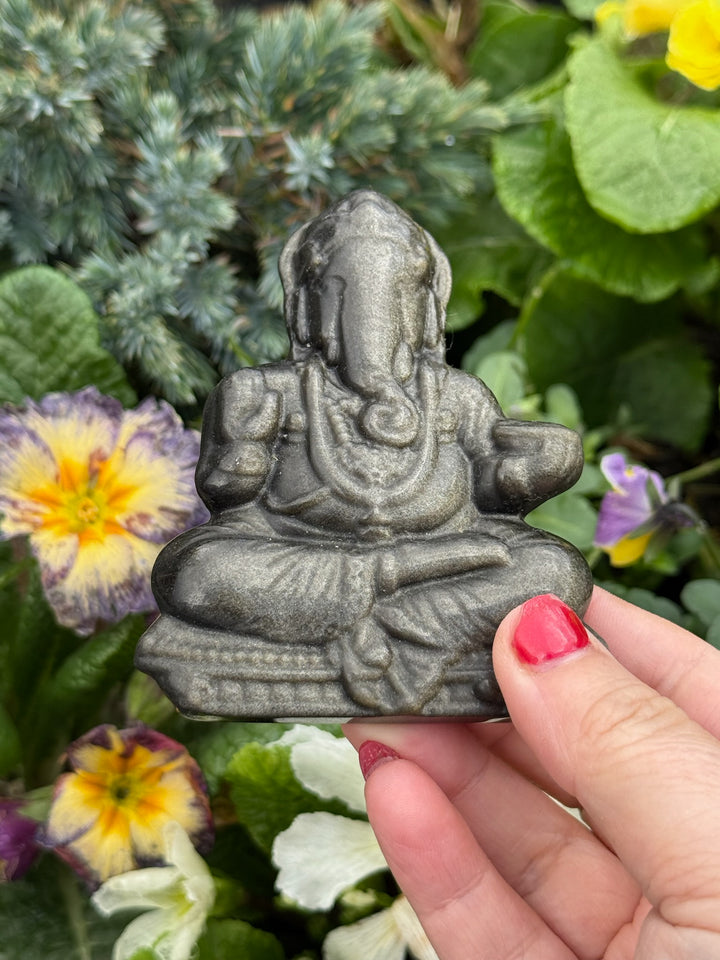 Gold Sheen Obsidian Ganesh Carving