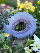 Load image into Gallery viewer, Amethyst and Agate Fish Carving with Stand

