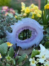 Load image into Gallery viewer, Amethyst and Agate Fish Carving with Stand
