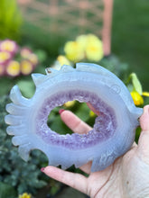 Load image into Gallery viewer, Amethyst and Agate Fish Carving with Stand
