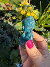 Load image into Gallery viewer, Gemmy Blue Apatite Buddha Carving

