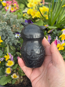 Large Obsidian Owl Carving